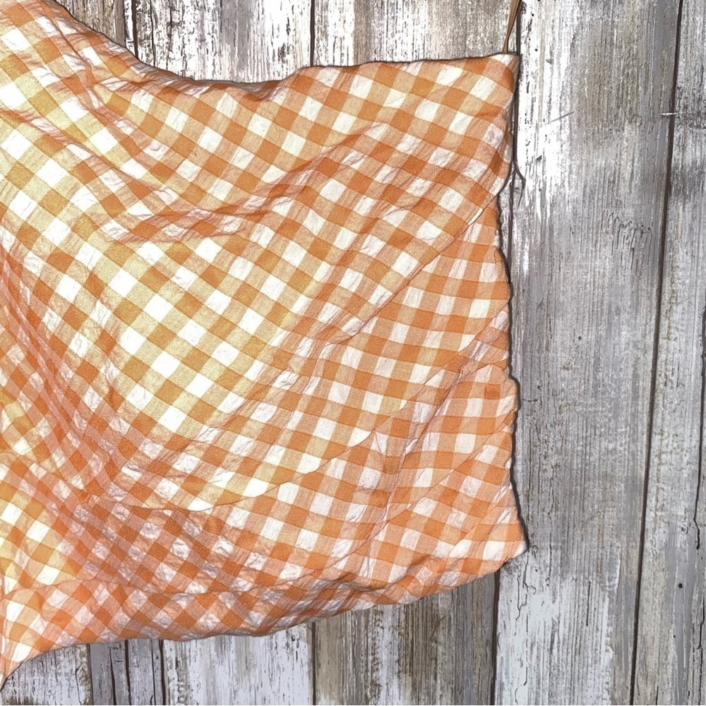 NWT Elodie Orange Gingham One Shoulder Cropped Blouse - Picture 4 of 8